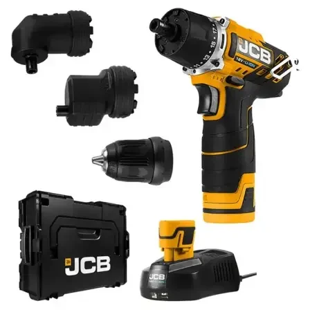 JCB 12DD-2-E-BOXX fúró-csavarozó 12 V, 30 Nm, 2×2 Ah, 3 tokmánnyal, L-Boxx