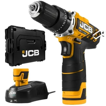 JCB 12CD-2-E-BOXX fúró-csavarozó 12 V, 30 Nm, 2×2 Ah, L-Boxx