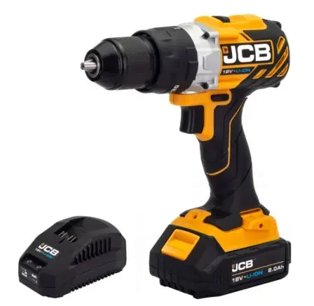 JCB 18DD-2X-E fúró-csavarozó 18 V, 45 Nm, 2 Ah akkuval, táskában