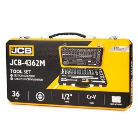 JCB dugókulcskészlet 1/2", 36 részes, 8–32 mm